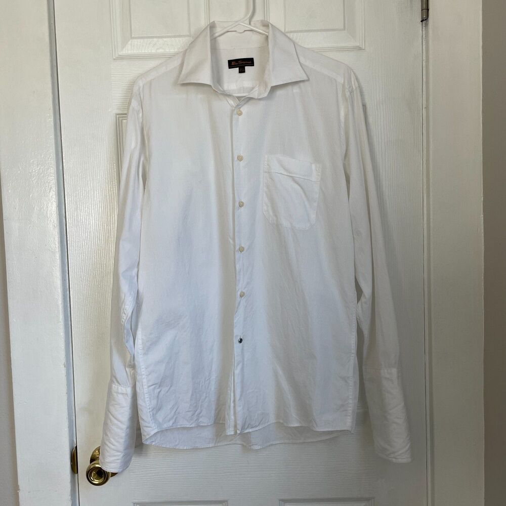Ben Sherman white button front dress shirt 15 1/2 32-33